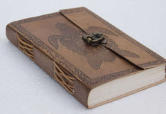 Leather Journal Diary with metal lock vintage Journal handmade 200 pages white unruled|travel Diary|personal journal -1