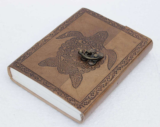 Leather Journal Diary with metal lock vintage Journal handmade 200 pages white unruled|travel Diary|personal journal -1