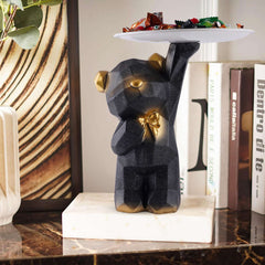 Decoration Cool Bear Showpiece for Home Shelves Decor Item, Home Kitchen Decor,Office Decor,Resin, Multifunctional,Phone,Wallets-Unique Shelf & Tabletop Decoration (Grey)