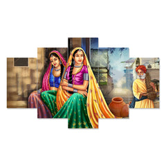 Set of Five MDF Framed 3D Wall Painting for Home Decoration, Big Size Painting for Living Room, Bedroom (24x50 inches)DR 53